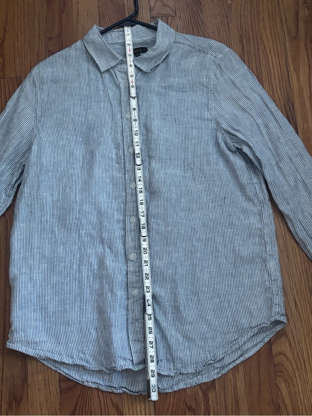 Quince 100% Linen Blue White Striped Button Front Shirt Women’s Medium - Picture 6 of 9